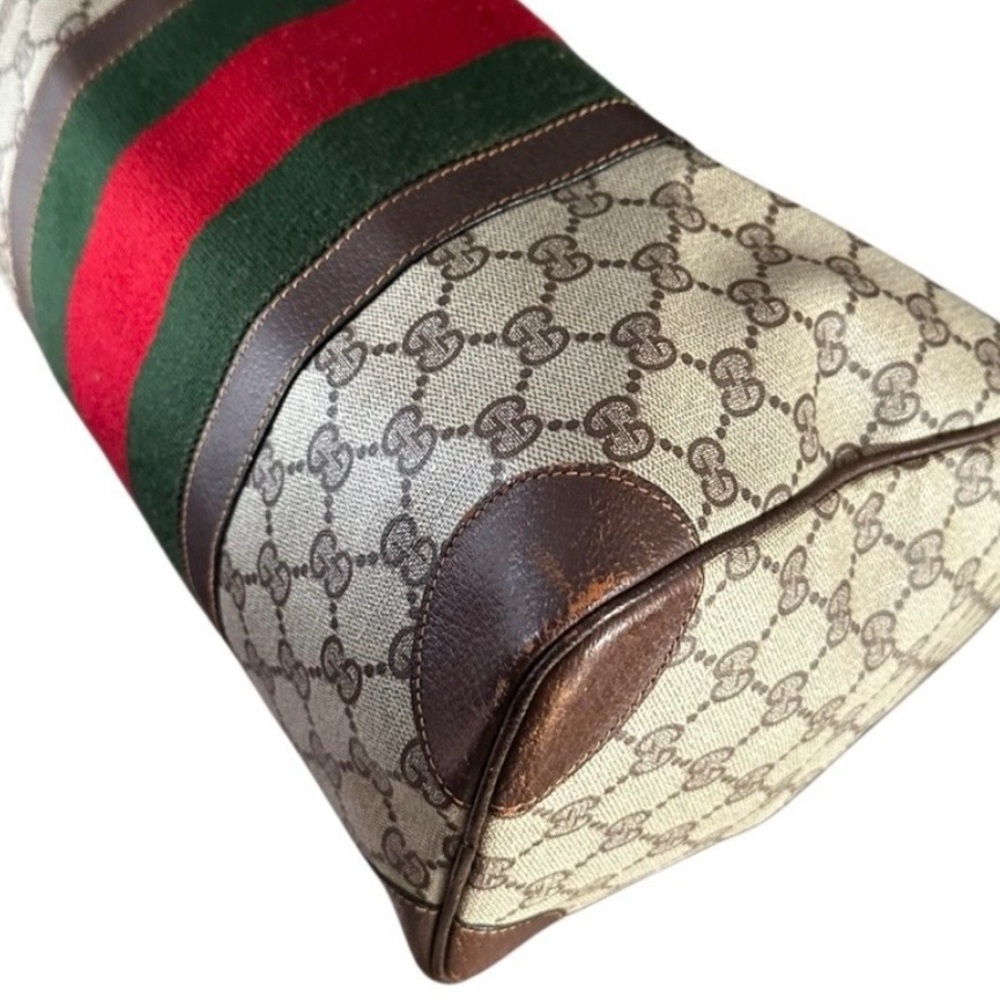 💯Vintage Gucci GG Monogram Web Stripe Boston Satchel | Made in Italy | Authentic - Picture 5 of 11